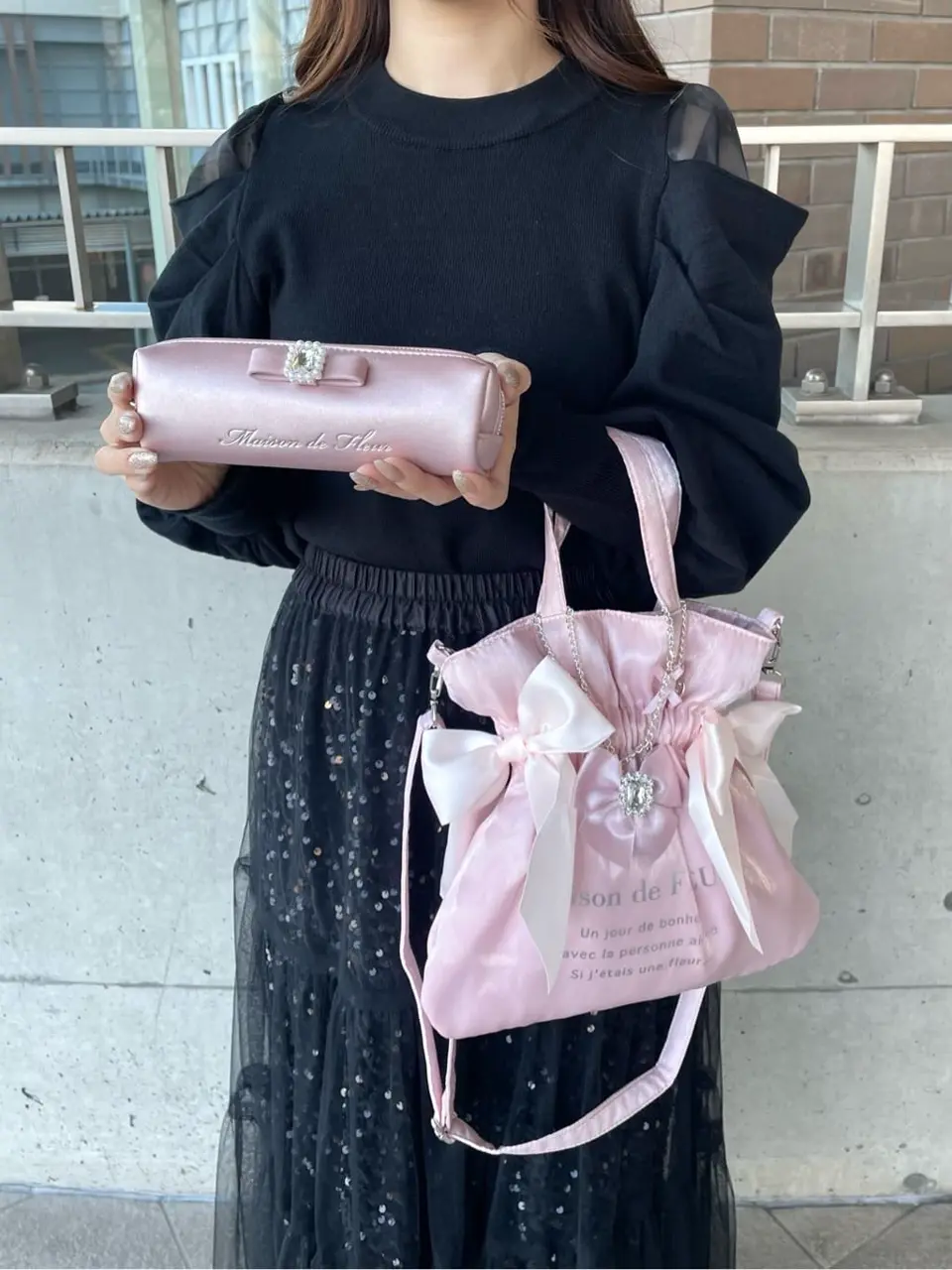 シャイニーダブルリボン2Wayトートバッグ/Maison de FLEUR（メゾン ド