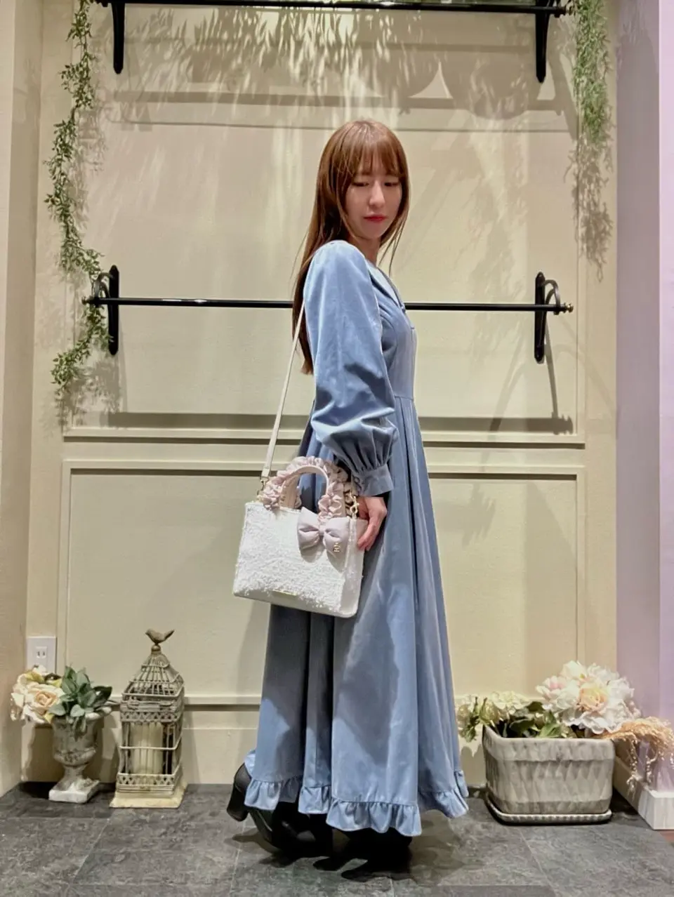 ツイードフリルハンドルショルダーバッグ/Maison de FLEUR（メゾン ド