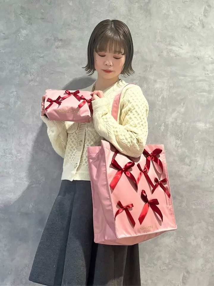 リボンサテンスクエアトートバッグ/Maison de FLEUR（メゾン ド