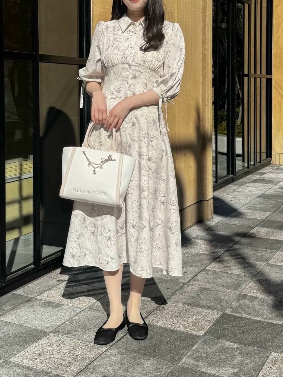 はしごレースシャツワンピース/Maison de FLEUR Petite Robe（メゾンド