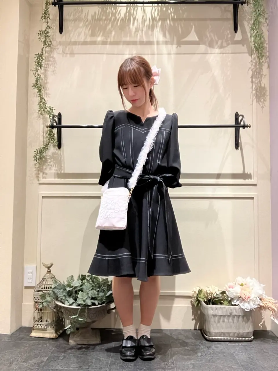 チュールハンドルラインストーンショルダーバッグ/Maison de FLEUR