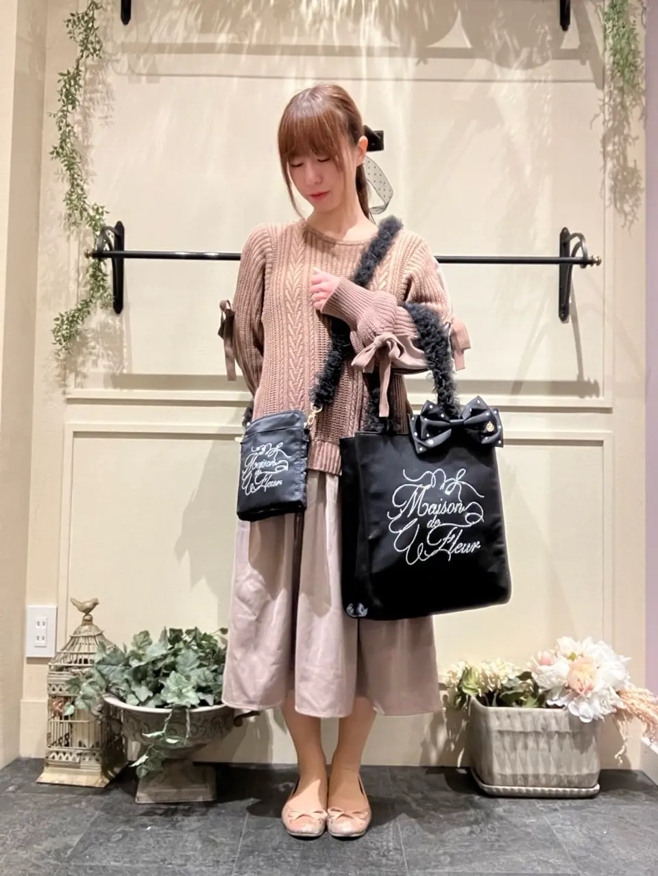 チュールハンドルラインストーンショルダーバッグ/Maison de FLEUR