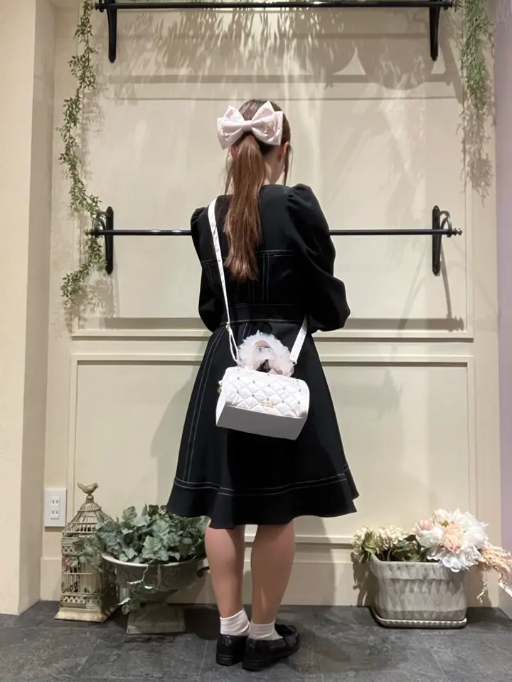 Maison de FLEUR チュールハンドルラインストーンボストンバッグ チュールハンドルラインストーンボストンバッグ/Maison de FLEUR