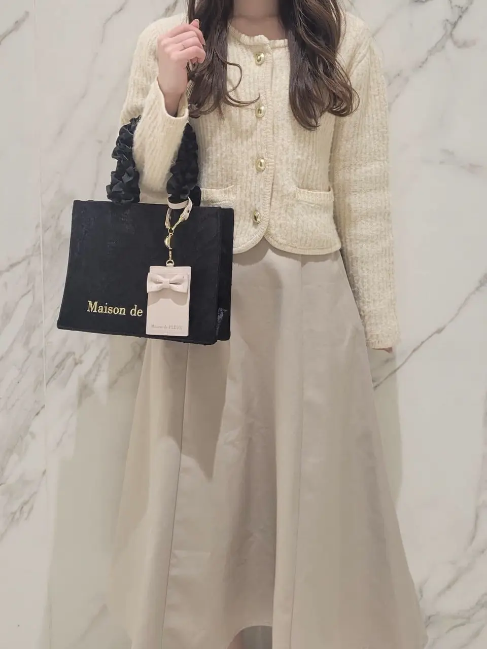 fleur♡レース被布 レースフリルハンドルスクエアトートSバッグ/Maison de FLEUR（メゾン