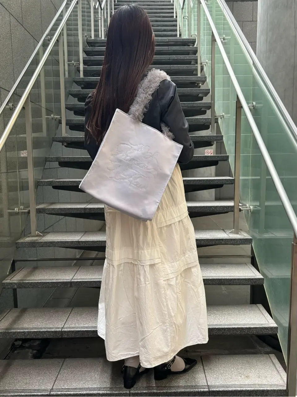 EC限定チュールハンドルラインストーントートバッグ/Maison de FLEUR