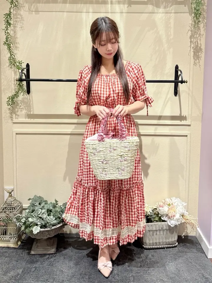 チェリーメイズフリルハンドルカゴバッグ/Maison de FLEUR（メゾン ド