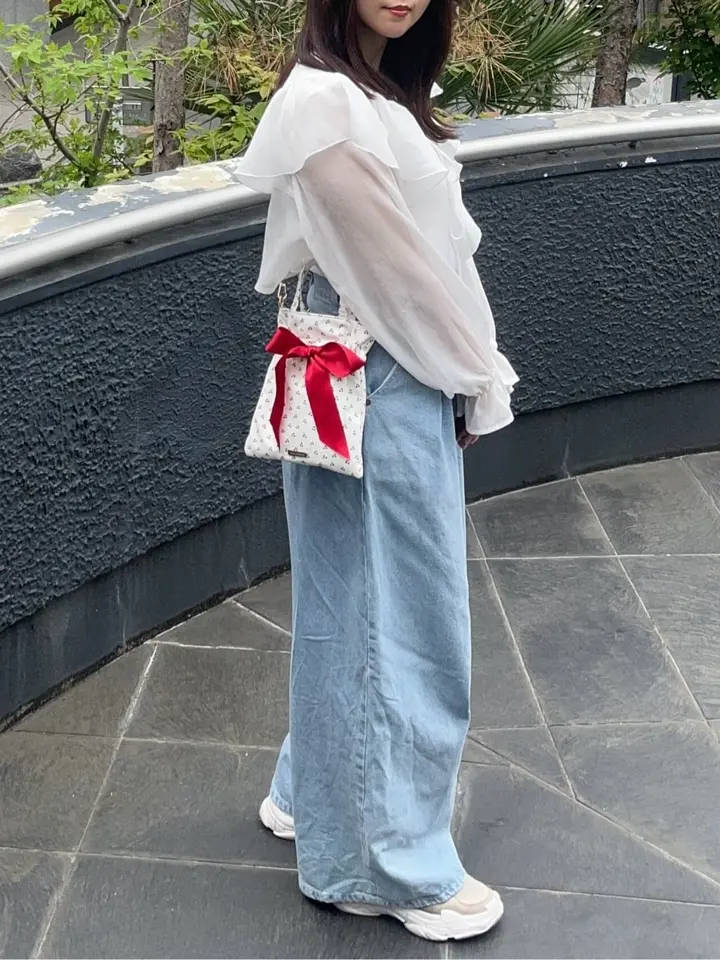 ジョリーフルール（MdC） ドローストリングバッグ・M★ミニポーチプレゼント★ チェリープリントミニリボン2Wayバッグ/Maison de FLEUR（メゾン ド
