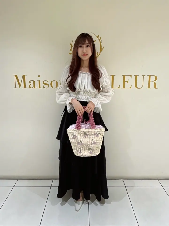 チェリーメイズフリルハンドルカゴバッグ/Maison de FLEUR（メゾン ド