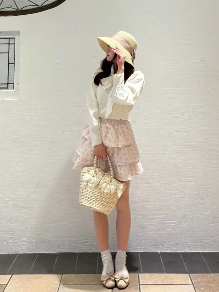 パールハンドルメイズリボンカゴバッグ/Maison de FLEUR（メゾン ド