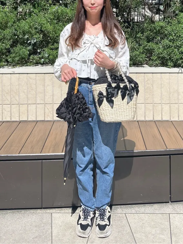 パールハンドルメイズリボンカゴバッグ/Maison de FLEUR（メゾン ド