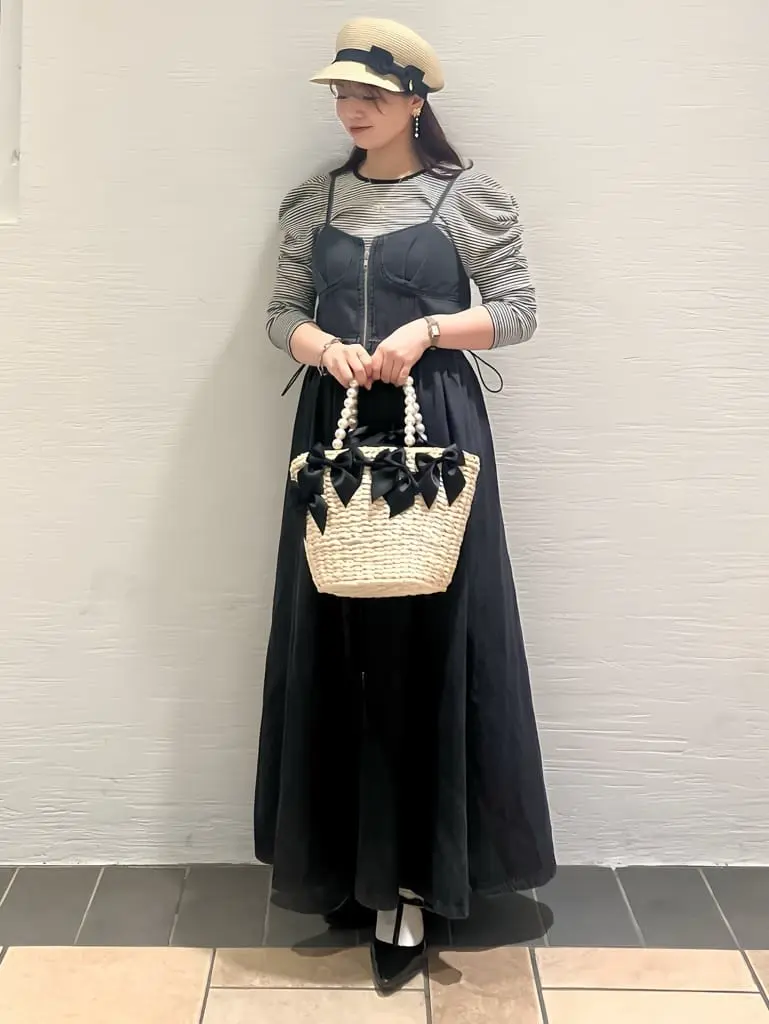 パールハンドルメイズリボンカゴバッグ/Maison de FLEUR（メゾン