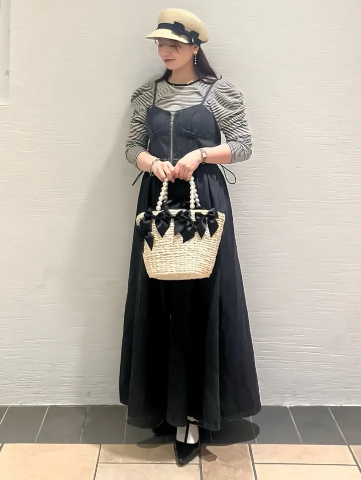 パールハンドルメイズリボンカゴバッグ/Maison de FLEUR（メゾン ド