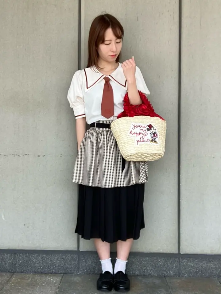 Minnie Mouse/フリルハンドルカゴバッグ/Maison de FLEUR（メゾン ド