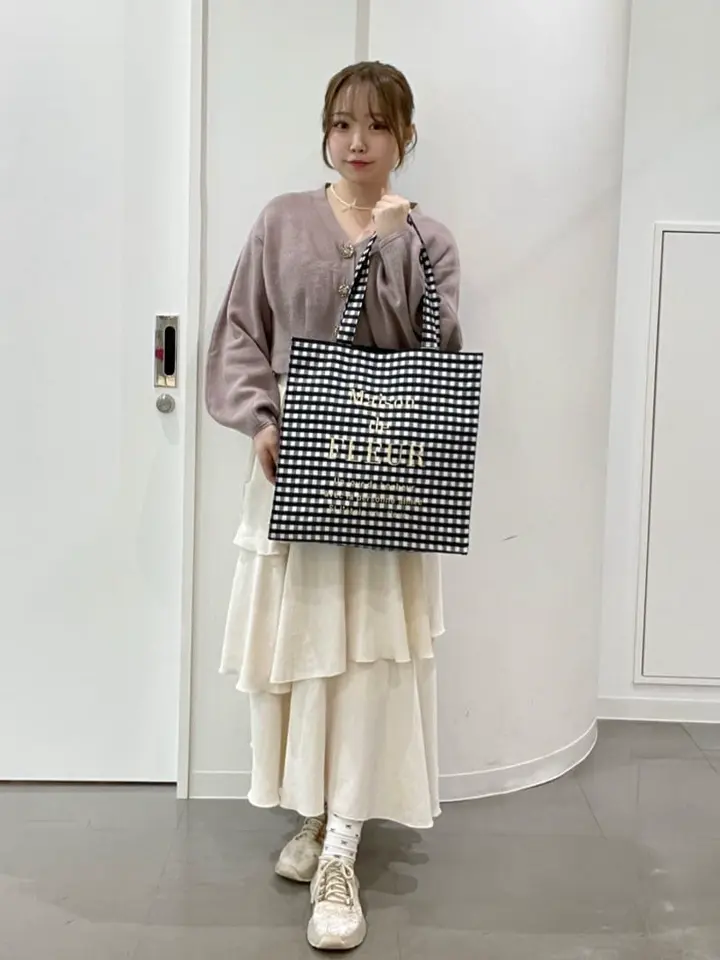 ブランドロゴ刺繍ギンガムスクエアトート/Maison de FLEUR（メゾン ド