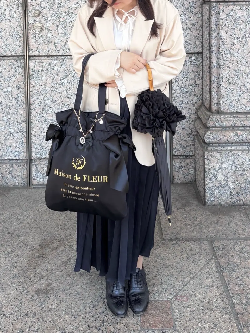 ダブルリボンギャザートートバッグ/Maison de FLEUR（メゾン ド