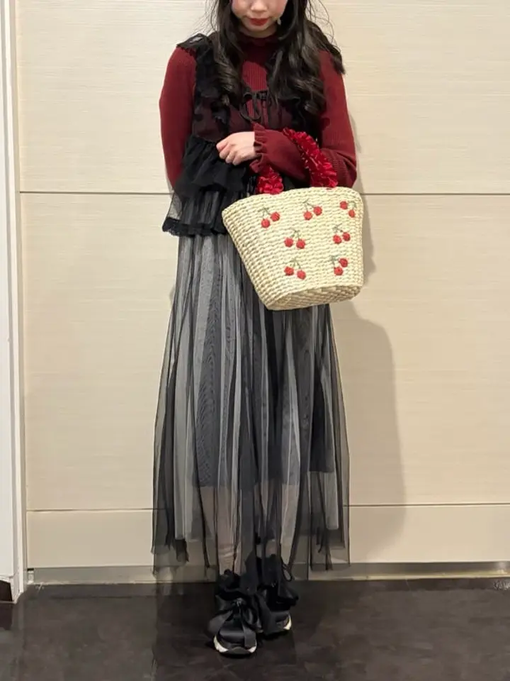 チェリーメイズフリルハンドルカゴバッグ/Maison de FLEUR（メゾン ド