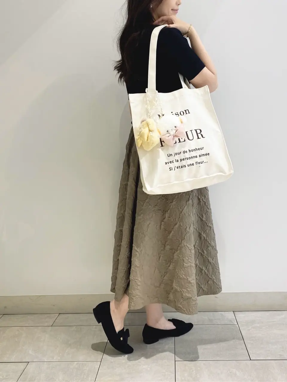 ブランドロゴ刺繍スクエアトートバッグ/Maison de FLEUR（メゾン ド