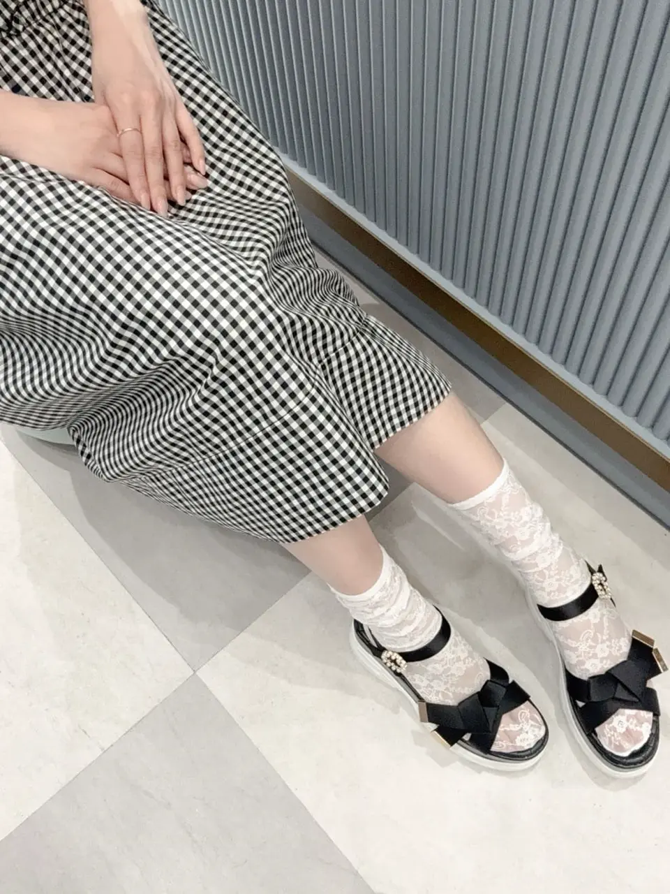 リボンビジュースニーカーサンダル/Maison de FLEUR（メゾン ド