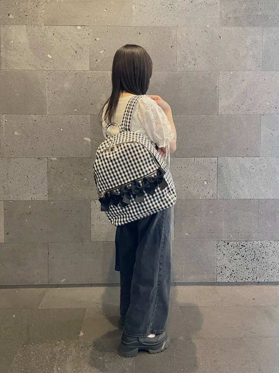 ギンガムフロントリボンリュック/Maison de FLEUR（メゾン ド フルール