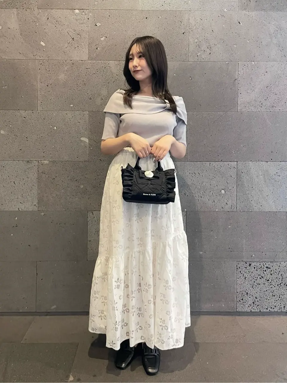 透かし花柄フレアスカート/earth music&ecology（アース ミュージック