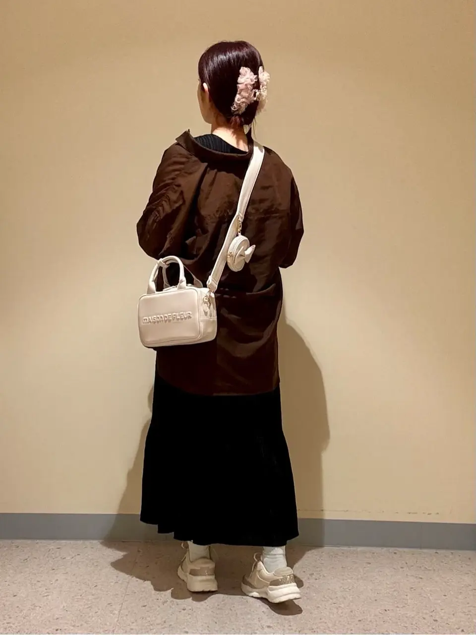 専用‪☆コロンと丸みのあるバッグ2点‪☆ ジョリーフルール ポーチ付き2Wayボストンバッグ/Maison de FLEUR（メゾン ド フルール