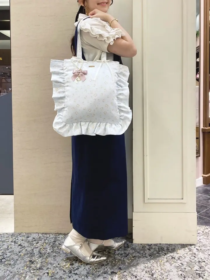 ローズプリントフリルトートバッグ/Maison de FLEUR（メゾン ド