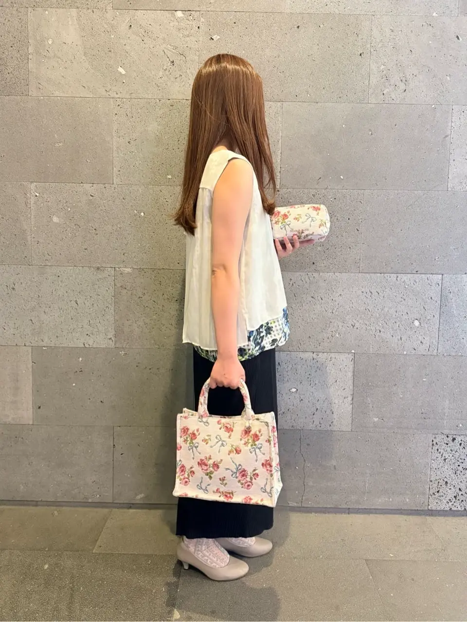 Maison de FLEUR リボン柄ゴブランスクエアトート Sサイズ メゾン ド フルール Maison de FLEUR リボン柄ゴブランスクエアトートS