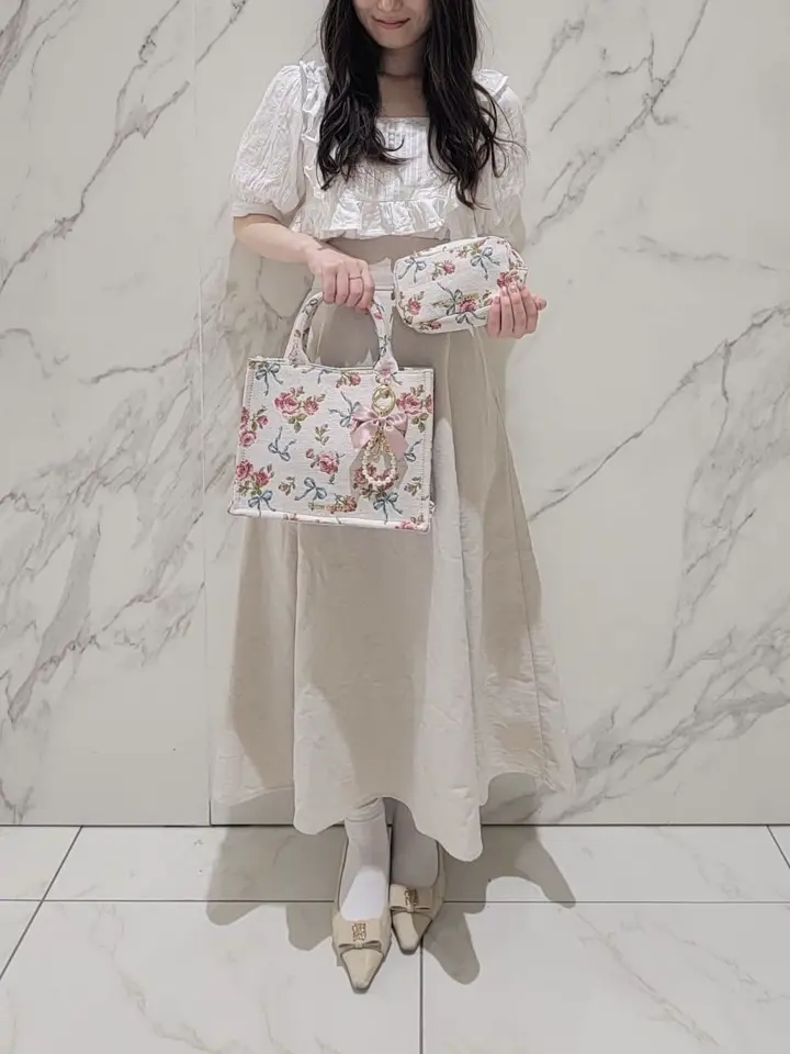 ≪USED≫ローズリボン柄ゴブランスクエアトートSバッグ/Maison de 