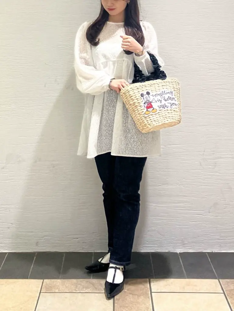 Mickey Mouse/フリルハンドルカゴバッグ/Maison de FLEUR（メゾン ド