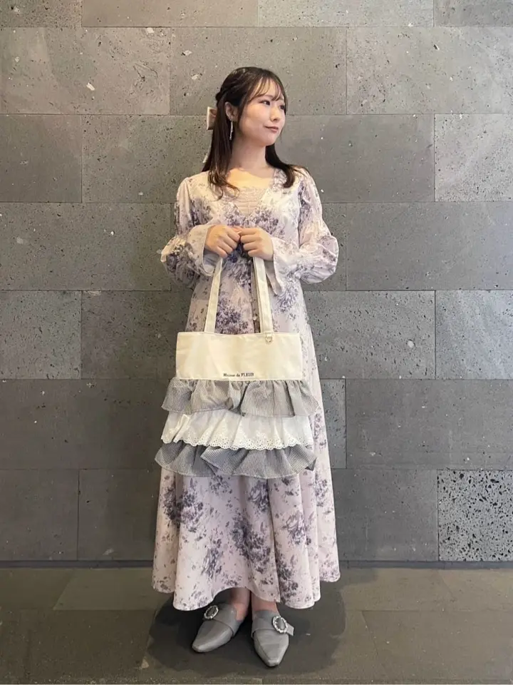 フラワープリントワンピース/Maison de FLEUR Petite Robe（メゾンド