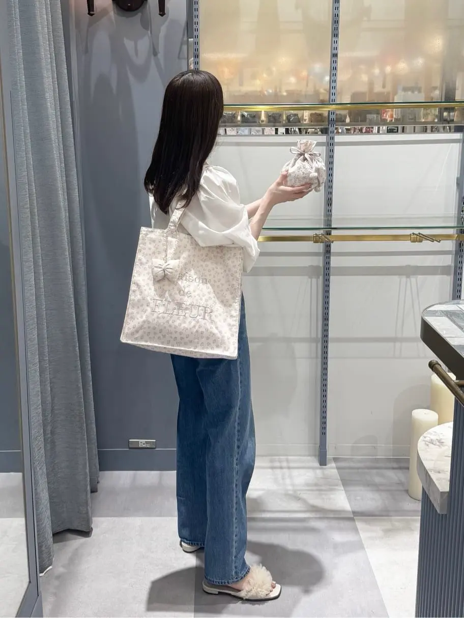 ≪USED≫リボンレオパードスクエアトートバッグ/Maison de FLEUR