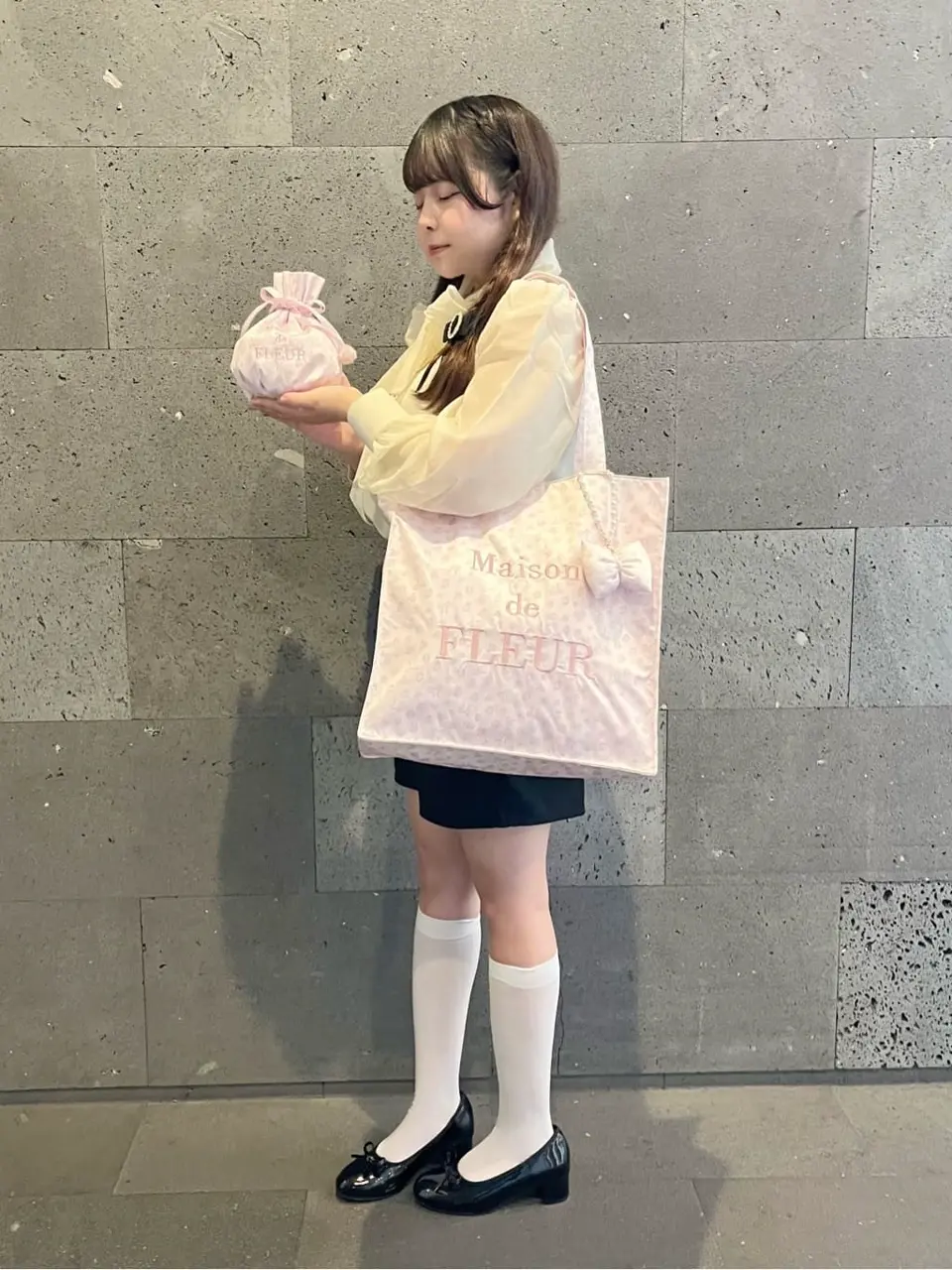 リボンレオパード巾着ポーチ/Maison de FLEUR(メゾン ド フルール)の リボンレオパード巾着ポーチ/Maison de FLEUR(メゾン ド フルール)の