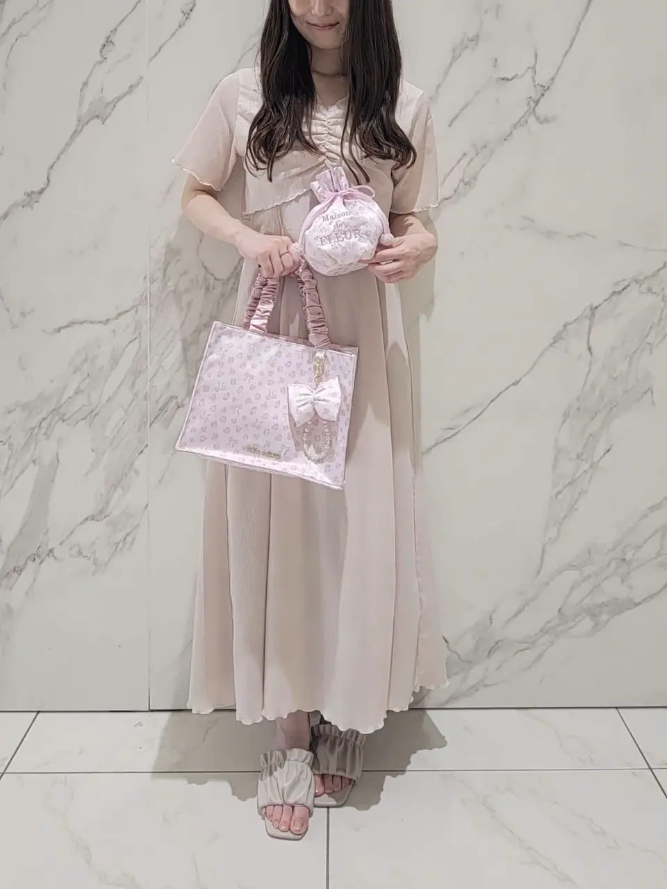 リボンレオパード巾着ポーチ/Maison de FLEUR（メゾン ド フルール）の