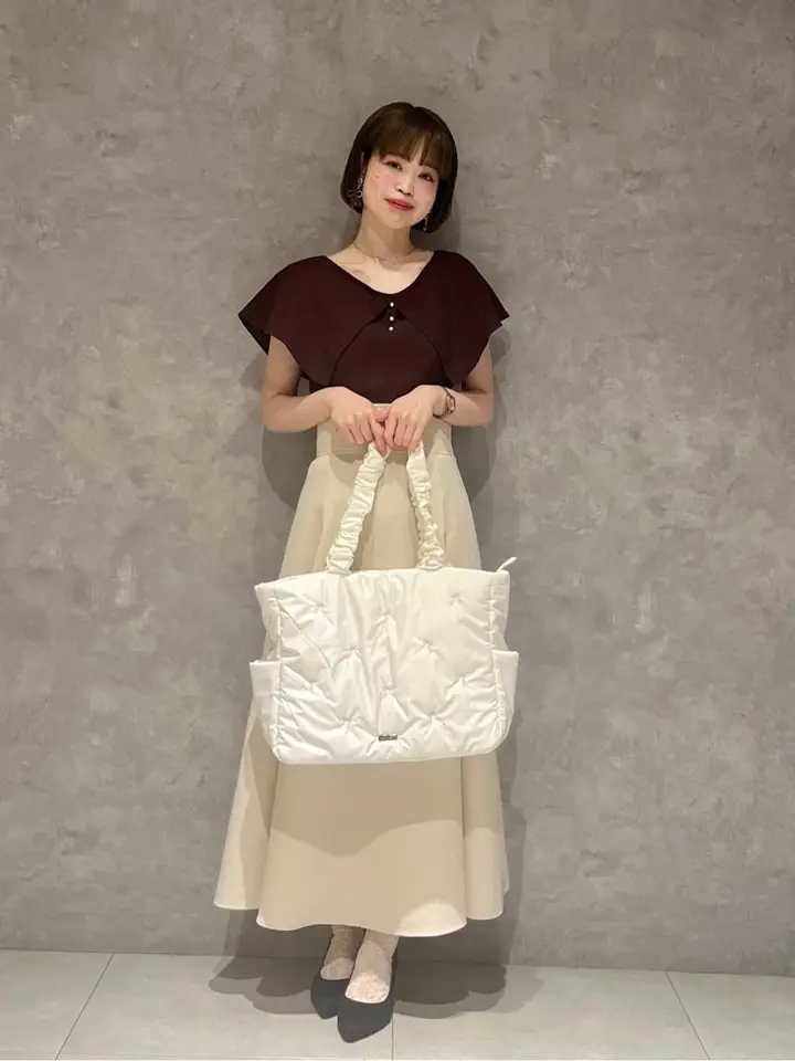 リボン刺繍パファートートバッグ/Maison de FLEUR（メゾン ド フルール