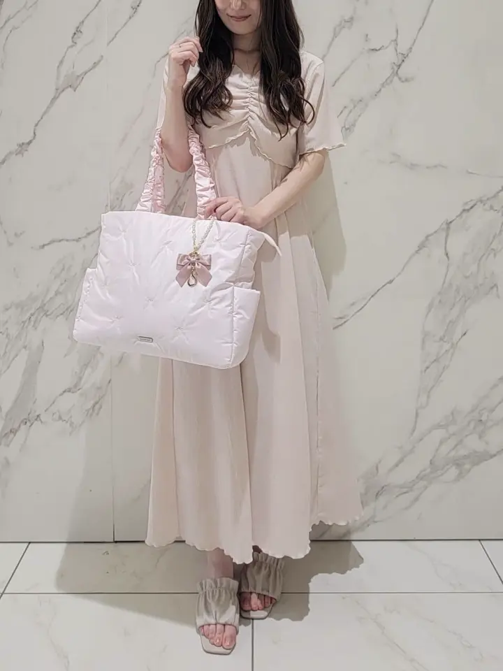 リボン刺繍パファートートバッグ/Maison de FLEUR（メゾン ド フルール