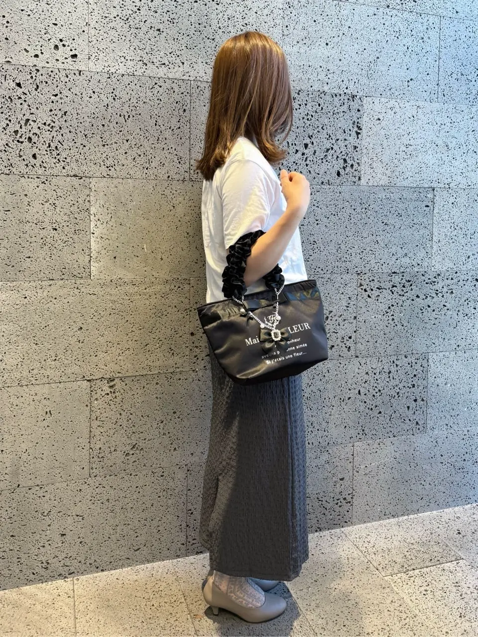 専用【ジョリーフルール】トートバッグ　S NY柄　ポップ&キュート　ワッペン ブランドロゴフリルハンドルトートSバッグ/Maison de FLEUR（メゾン ド
