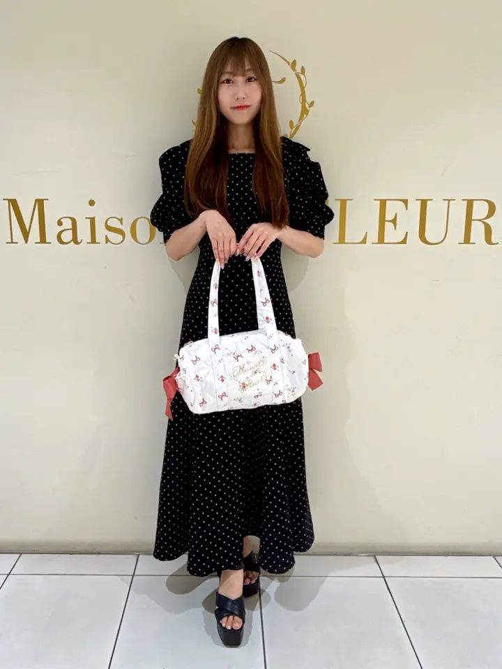 フラワーリボンプリント2Wayボストンバッグ/Maison de FLEUR（メゾン