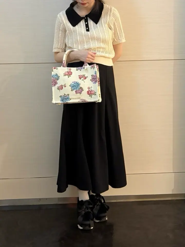 ご購入者様決定【alain manoukian 】ハイウエスト花柄タイトストレート♡フランス製 フラワーガーデン柄ゴブランスクエアトートバッグ/Maison de FLEUR