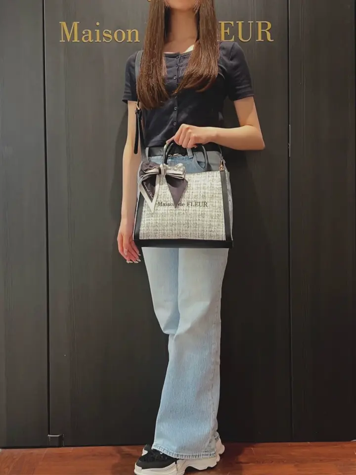 スカーフ付きツイード2Wayトートバッグ/Maison de FLEUR（メゾン ド