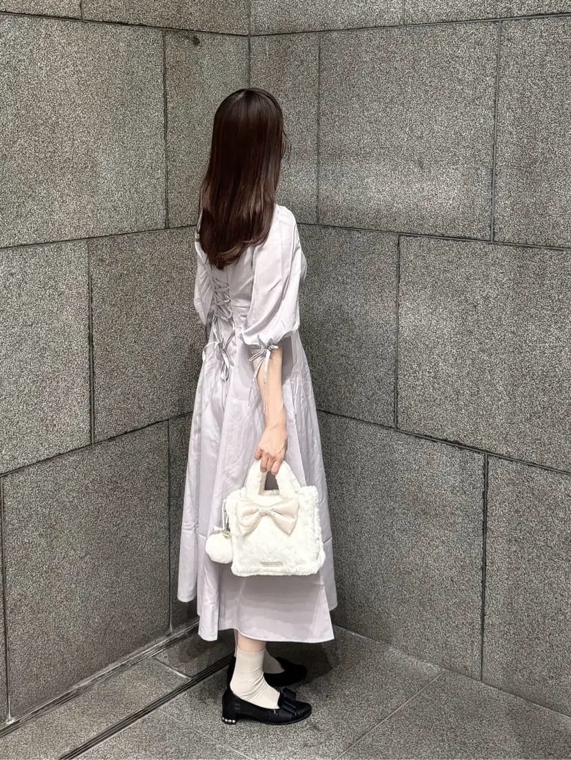 サテンリボンファー2Wayスクエアトートバッグ/Maison de FLEUR（メゾン