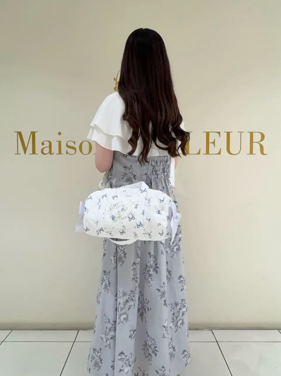 フラワーリボンプリント2Wayボストンバッグ/Maison de FLEUR（メゾン