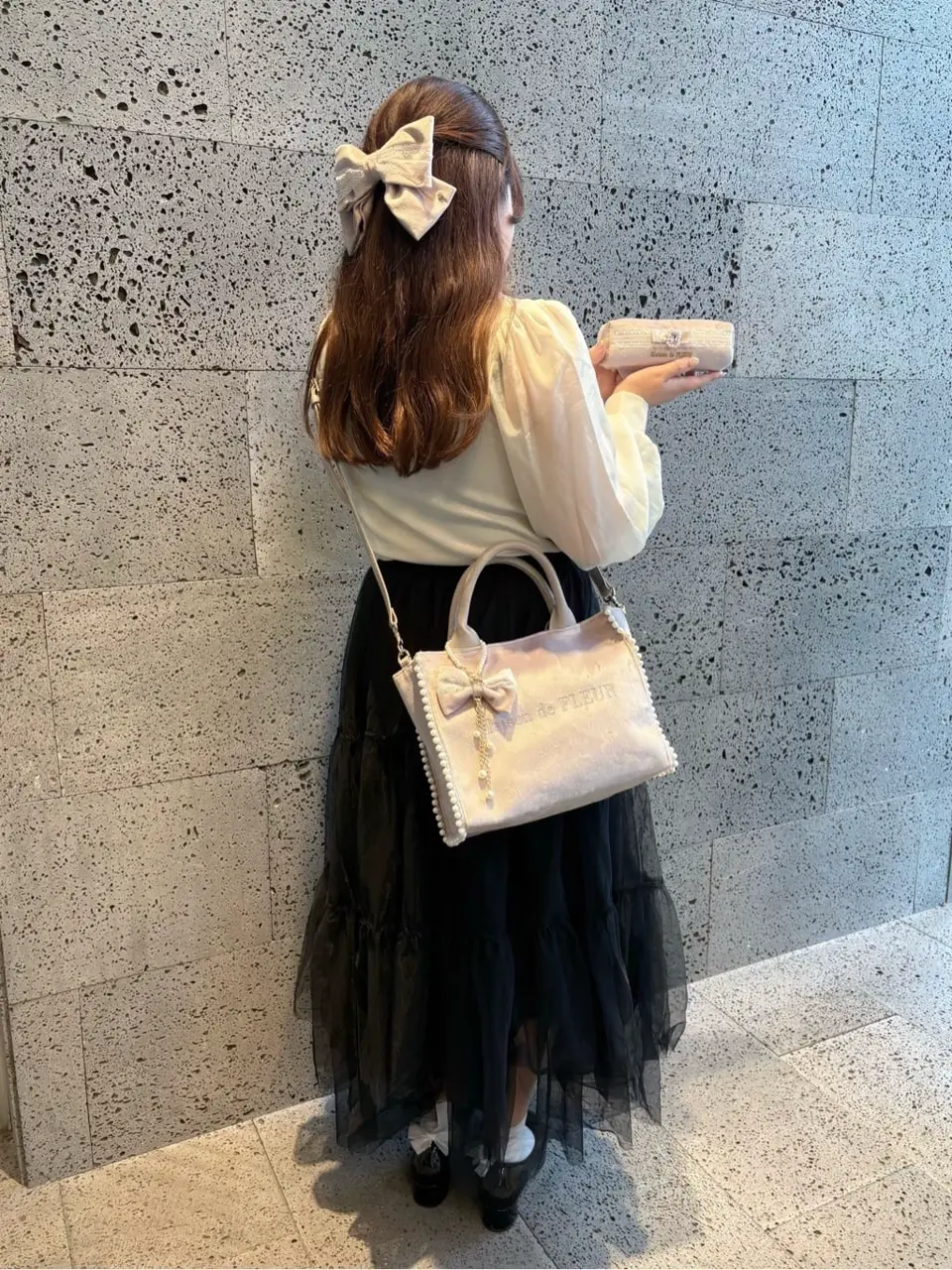 ベロア2Wayスクエアトートバッグ/Maison de FLEUR（メゾン ド フルール