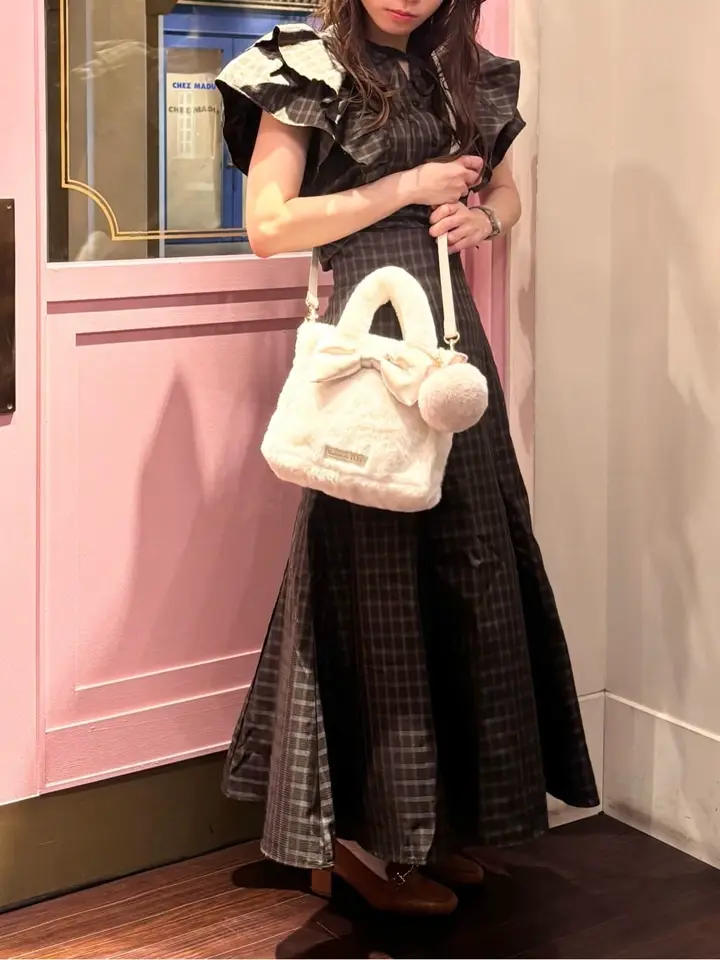 サテンリボンファー2Wayスクエアトートバッグ/Maison de FLEUR（メゾン