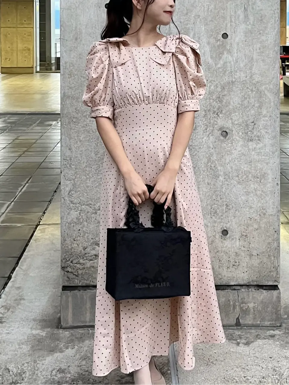 fleur♡レース被布 レースフリルハンドルスクエアトートSバッグ/Maison de FLEUR（メゾン