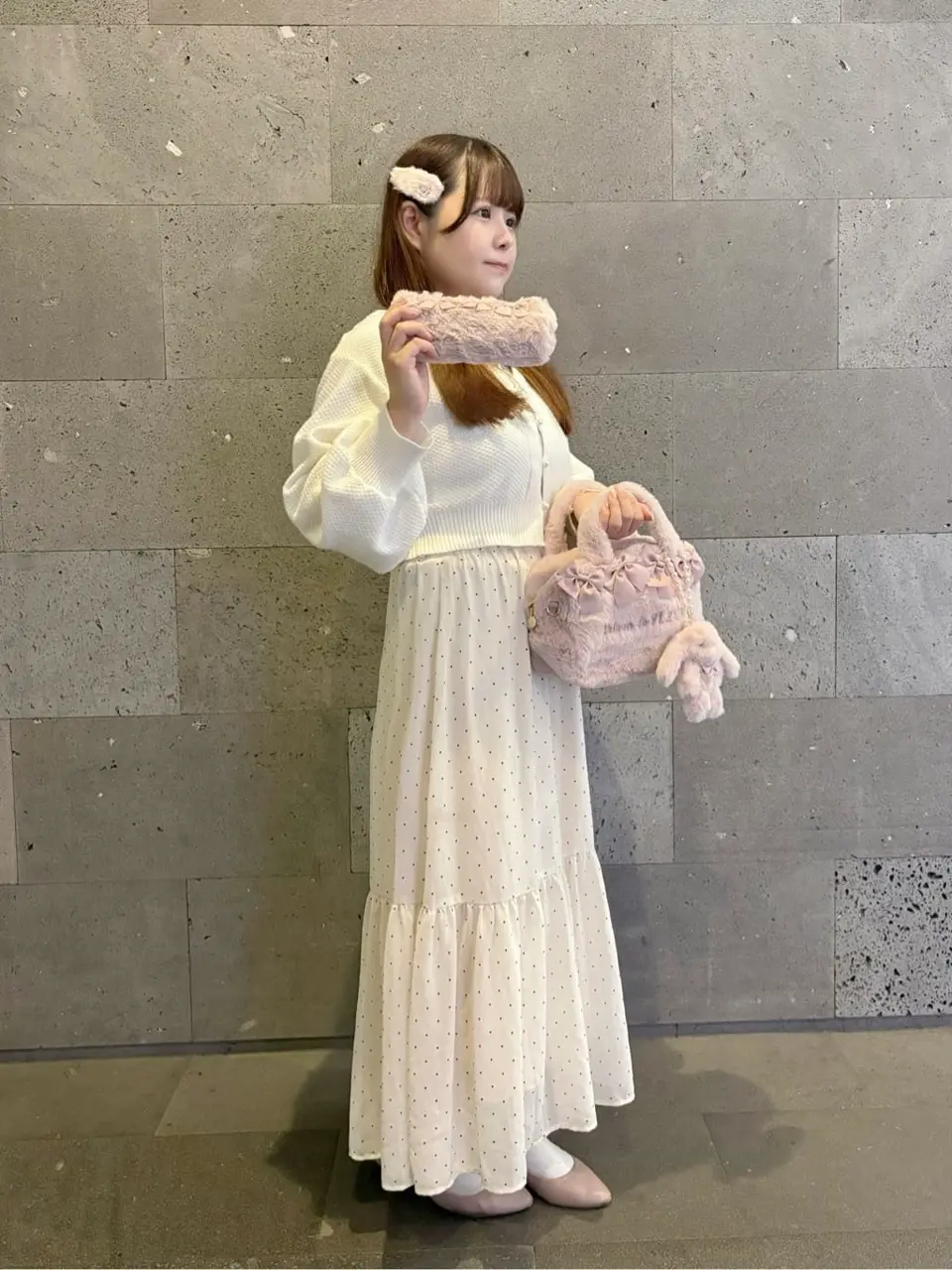 ピンクマニア2Wayファーリボンミニバッグ/Maison de FLEUR（メゾン ド