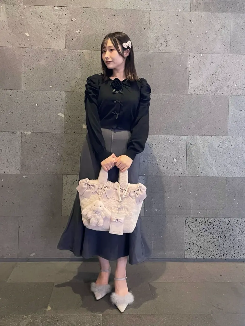 ピンクマニア2Wayファーリボンバッグ/Maison de FLEUR（メゾン ド