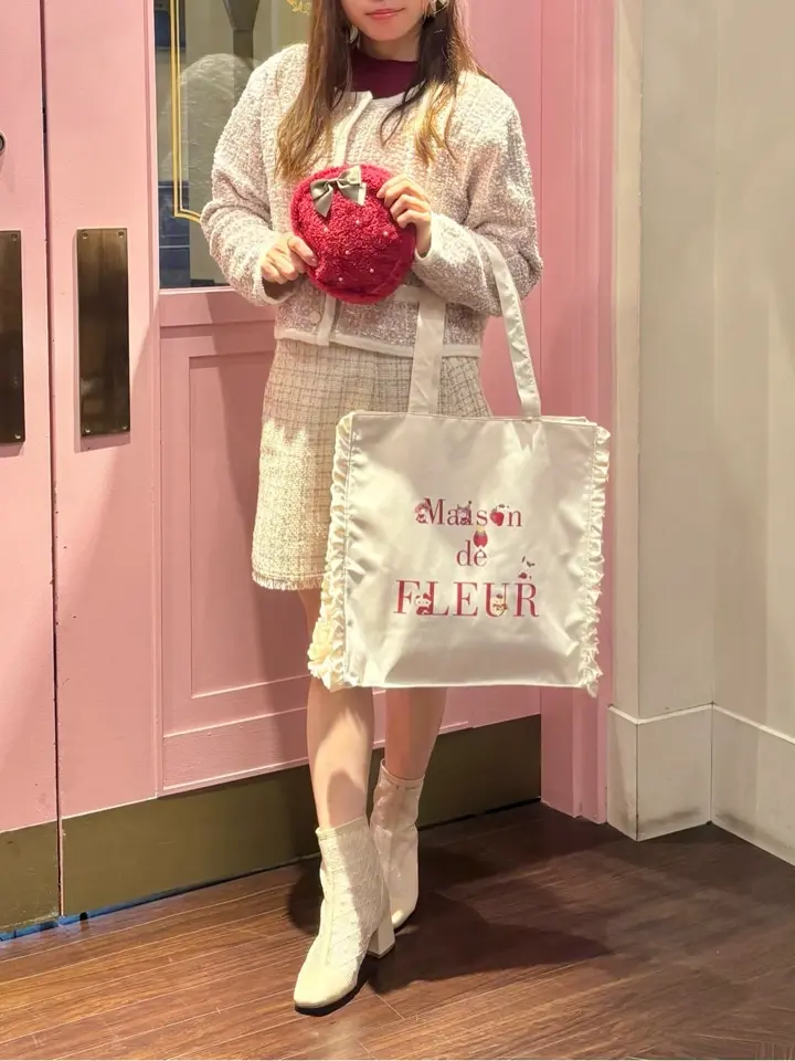 いちご新聞 フリルトートバッグ/Maison de FLEUR（メゾン ド フルール