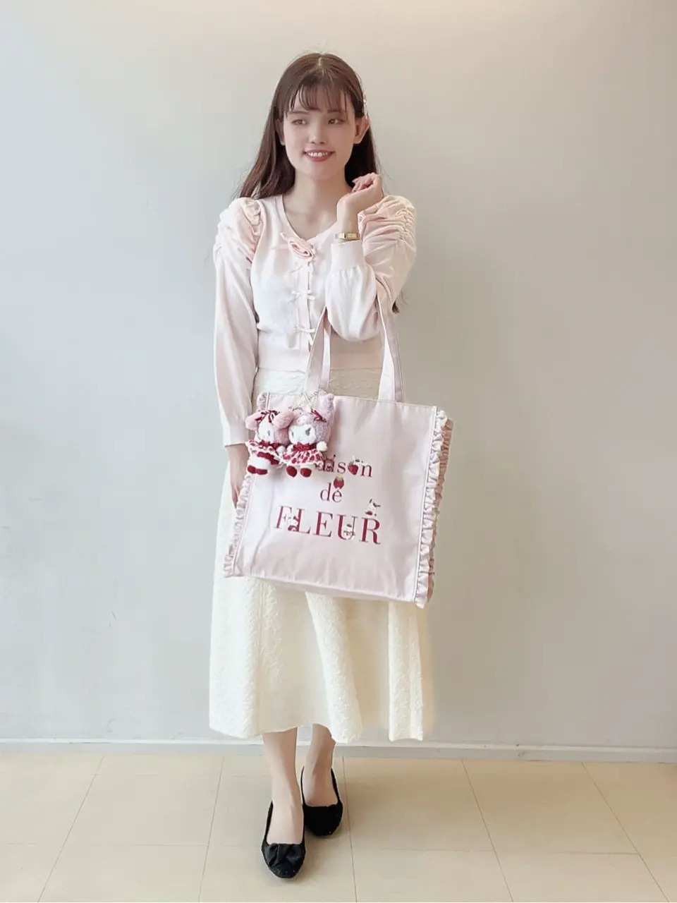 いちご新聞 フリルトートバッグ/Maison de FLEUR（メゾン ド フルール