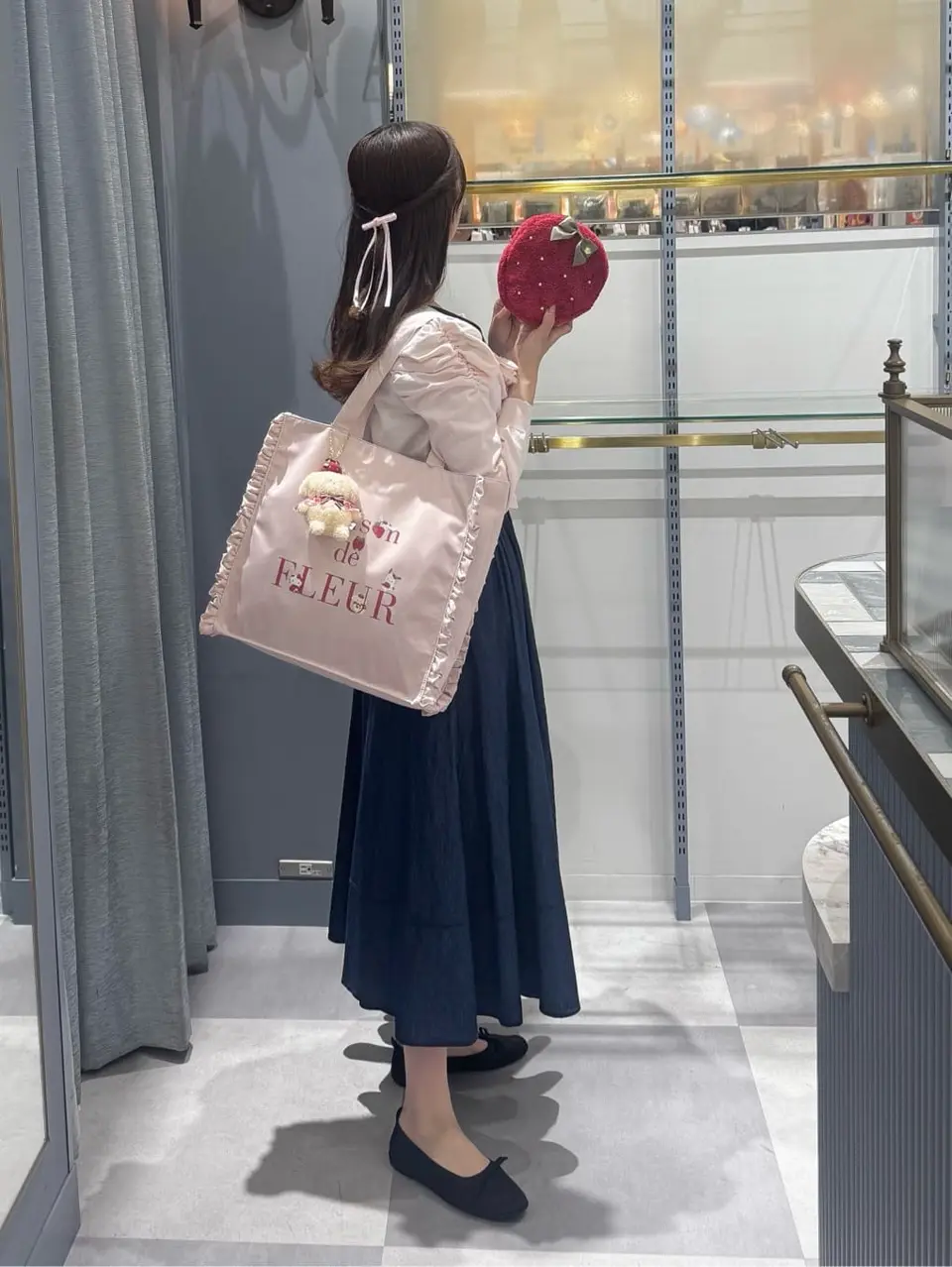 いちご新聞 フリルトートバッグ/Maison de FLEUR（メゾン ド フルール