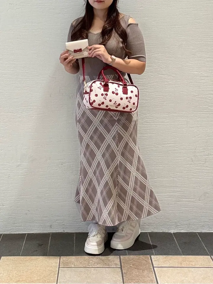 メゾンドフルール チェリー柄ボストンバッグ Maison de FLEUR チェリー